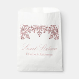 ピンクローズ金ゴールドスノーフレークウィンタースウィート16 フェイバーバッグ
