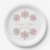 ピンクローズ金ゴールドスノーフレークウィンタースウィート16 ペーパープレート (正面)