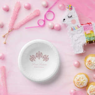 ピンクローズ金ゴールドスノーフレークウィンタースウィート16 ペーパーボウル