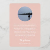 ピンクローズ金ゴールドスノーフレークフォトフォイルホリデーカード 箔招待状 (裏面)