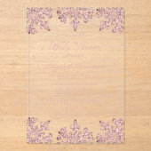 ピンクローズ金ゴールドスノーフレーク冬のベビーシャワー アクリル招待状 (正面)