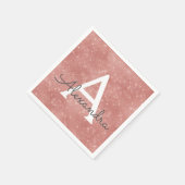 ピンクローズ金ゴールドスパーガーリークルモノグラム誕生日 スタンダードカクテルナプキン (角)