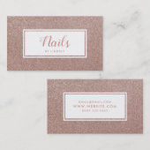 ピンクローズ金ゴールドスパークルグリッターネイルアーティスト 名刺 (正面/裏面)