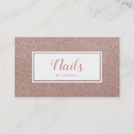 ピンクローズ金ゴールドスパークルグリッターネイルアーティスト 名刺