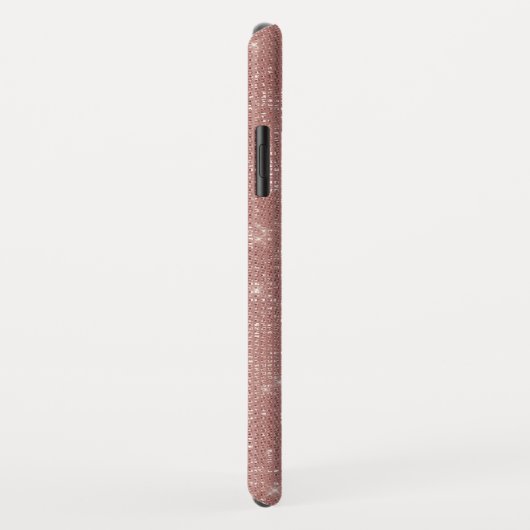 ピンクローズ金ゴールドスパークルモダンモノグラム名 Case-Mate iPhoneケース (裏面/右)