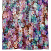 ピンクローズ金ゴールドティール（緑がかった色）モザイクミレフィオリ花 シャワーカーテン (正面)