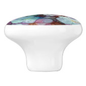 ピンクローズ金ゴールドティール（緑がかった色）モザイクミレフィオリ花 セラミックノブ (側面)