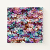 ピンクローズ金ゴールドティール（緑がかった色）モザイクミレフィオリ花 ノートブック (裏面)