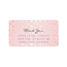 ピンクローズ金ゴールドドットブラシストロークありがとう ラベル