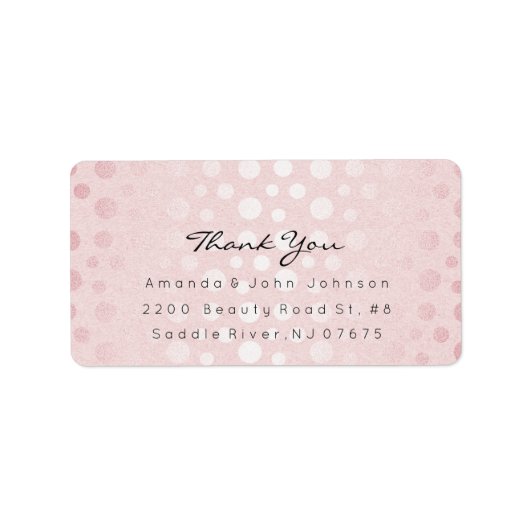 ピンクローズ金ゴールドドットブラシストロークありがとう ラベル (正面)