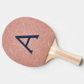 ピンクローズ金ゴールドネイビーブルーグリッタースパークルモノグラム 卓球ラケット (横)