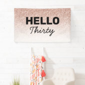 ピンクローズ金ゴールドハロー30thアニーエイジ誕生日 横断幕 (インサイチュ)