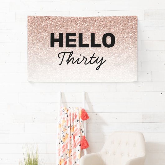 ピンクローズ金ゴールドハロー30thアニーエイジ誕生日 横断幕 (インサイチュ)