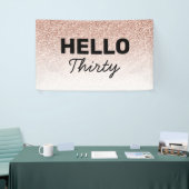 ピンクローズ金ゴールドハロー30thアニーエイジ誕生日 横断幕 (トレードショー)