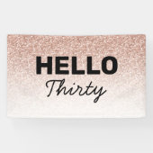 ピンクローズ金ゴールドハロー30thアニーエイジ誕生日 横断幕 (横)