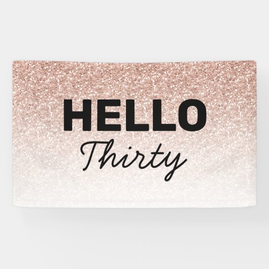 ピンクローズ金ゴールドハロー30thアニーエイジ誕生日 横断幕 (横)