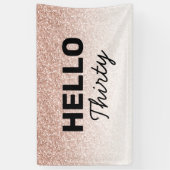 ピンクローズ金ゴールドハロー30thアニーエイジ誕生日 横断幕 (縦)