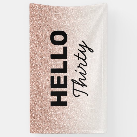 ピンクローズ金ゴールドハロー30thアニーエイジ誕生日 横断幕 (縦)