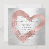 ピンクローズ金ゴールドハートシルバーバースデーパーティー 招待状 (正面)