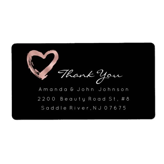 ピンクローズ金ゴールドハートブラシストローク ラベル (正面)