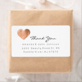 ピンクローズ金ゴールドハートブラシストローク ラベル (インサイチュ)