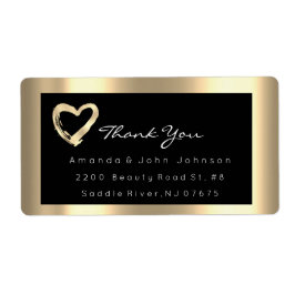 ピンクローズ金ゴールドハート赤面ブラックRSVPフレーム ラベル