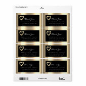 ピンクローズ金ゴールドハート赤面ブラックRSVPフレーム ラベル (フルシート)