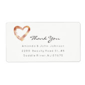 ピンクローズ金ゴールドハート赤面ホワカスタムイトありがとう ラベル (正面)