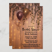 ピンクローズ金ゴールドバルーンライトアイビーブライダルシャワー 招待状 (正面/裏面)