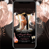 ピンクローズ金ゴールドバルーン王室の誕生日招待状 招待状