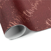 ピンクローズ金ゴールドバーガンディーメリークリスマススクリプト ラッピングペーパー (ロールコーナー)