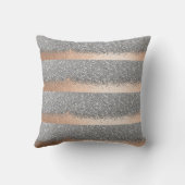 ピンクローズ金ゴールドパウダーシルバーグリッターストライプ クッション (裏面)