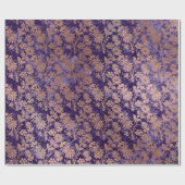 ピンクローズ金ゴールドパウダーパープルベルベットバイオレットフローラ ラッピングペーパー (フラット)