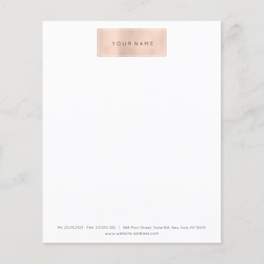 ピンクローズ金ゴールドパウダーホワイトスパ美しいレターヘッド チラシ (正面)