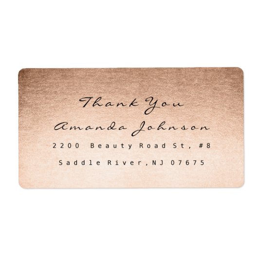 ピンクローズ金ゴールドパウダー赤面メイクアップありがとう ラベル (正面)