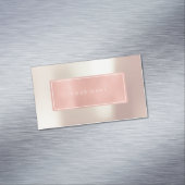 ピンクローズ金ゴールドパウダー金属長方形ロゴ マグネット名刺 (インサイチュ)