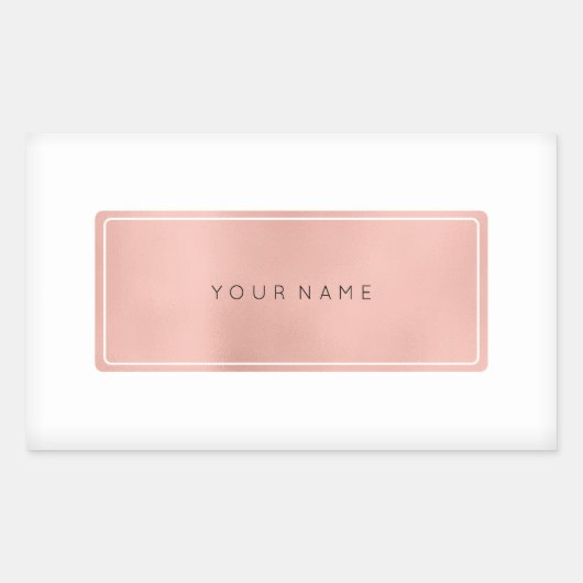 ピンクローズ金ゴールドパウダー金属長方形ロゴ 長方形シール (正面)