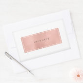 ピンクローズ金ゴールドパウダー金属長方形ロゴ 長方形シール (封筒)