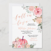 ピンクローズ金ゴールドパンプキン秋インラブ招待 招待状 (正面)