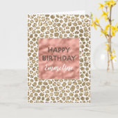 ピンクローズ金ゴールドヒョウ印刷グリッター カード (黄色い花)