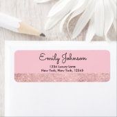 ピンクローズ金ゴールドフェイクグリッター住所 シール (インサイチュ)