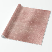 ピンクローズ金ゴールドフェイクブラシ輝くダイヤモンドメタリック ラッピングペーパー (アンロールド)