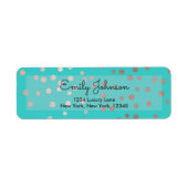 ピンクローズ金ゴールドフェイク水玉模様住所 シール (正面)