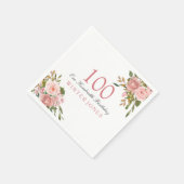 ピンクローズ金ゴールドフラワーズ10th Birthday Party Napkins スタンダードカクテルナプキン (角)