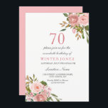 ピンクローズ金ゴールドフラワーズ70th Birthday Party招待状 招待状<br><div class="desc">ピンクのバラの金ゴールド花70th誕生日パーティー招待状店のマッチングコレクションを参照</div>