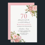 ピンクローズ金ゴールドフラワーズ70th Birthday Party招待状 招待状<br><div class="desc">ピンクのバラの金ゴールド花70th誕生日パーティー招待状店のマッチングコレクションを参照</div>