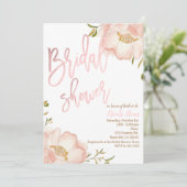 ピンクローズ金ゴールドフローラエレガントブライダルシャワー 招待状 (スタンド正面)