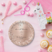 ピンクローズ金ゴールドフローラカスタムグリッター感謝してい ペーパープレート (パーティー)