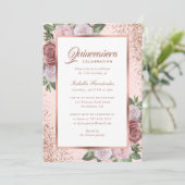ピンクローズ金ゴールドフローラキンセアニラ 招待状 (スタンド正面)