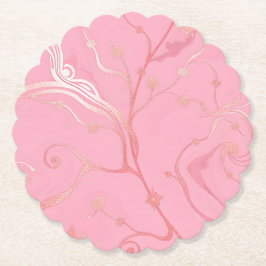 ピンクローズ金ゴールドフローラコースターセット ペーパーコースター